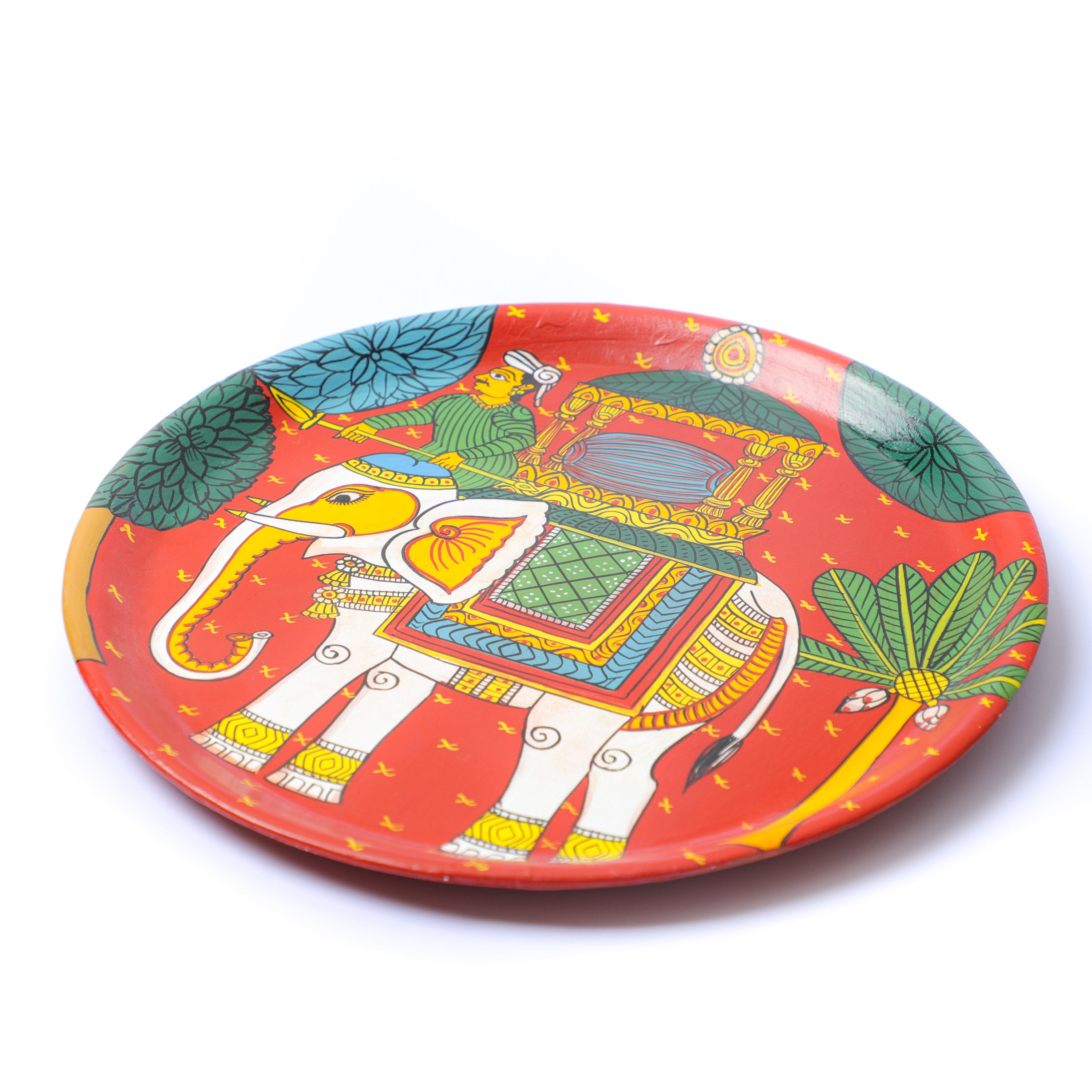 White Elephant Ride Cheriyal Wall Plate -  12"